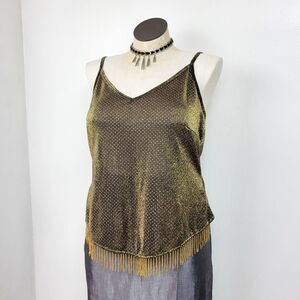Vintage Y2K Gold Shimmery Fringe Tank Top